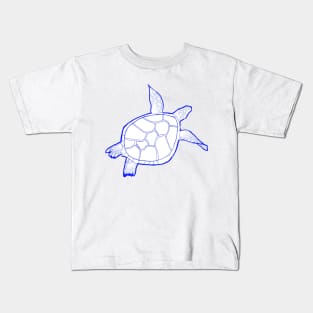 Dark blue swimming turtle Kids T-Shirt